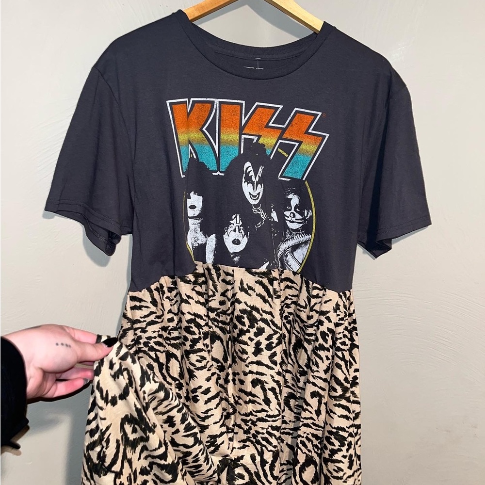Reworked thrifted band tee dress